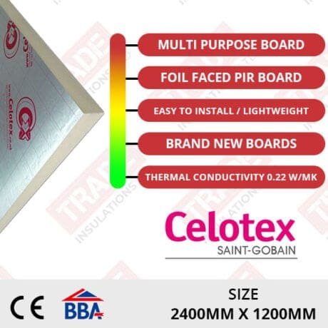 50mm Celotex PIR Insulation Board (2400mm X 1200mm) GA4050